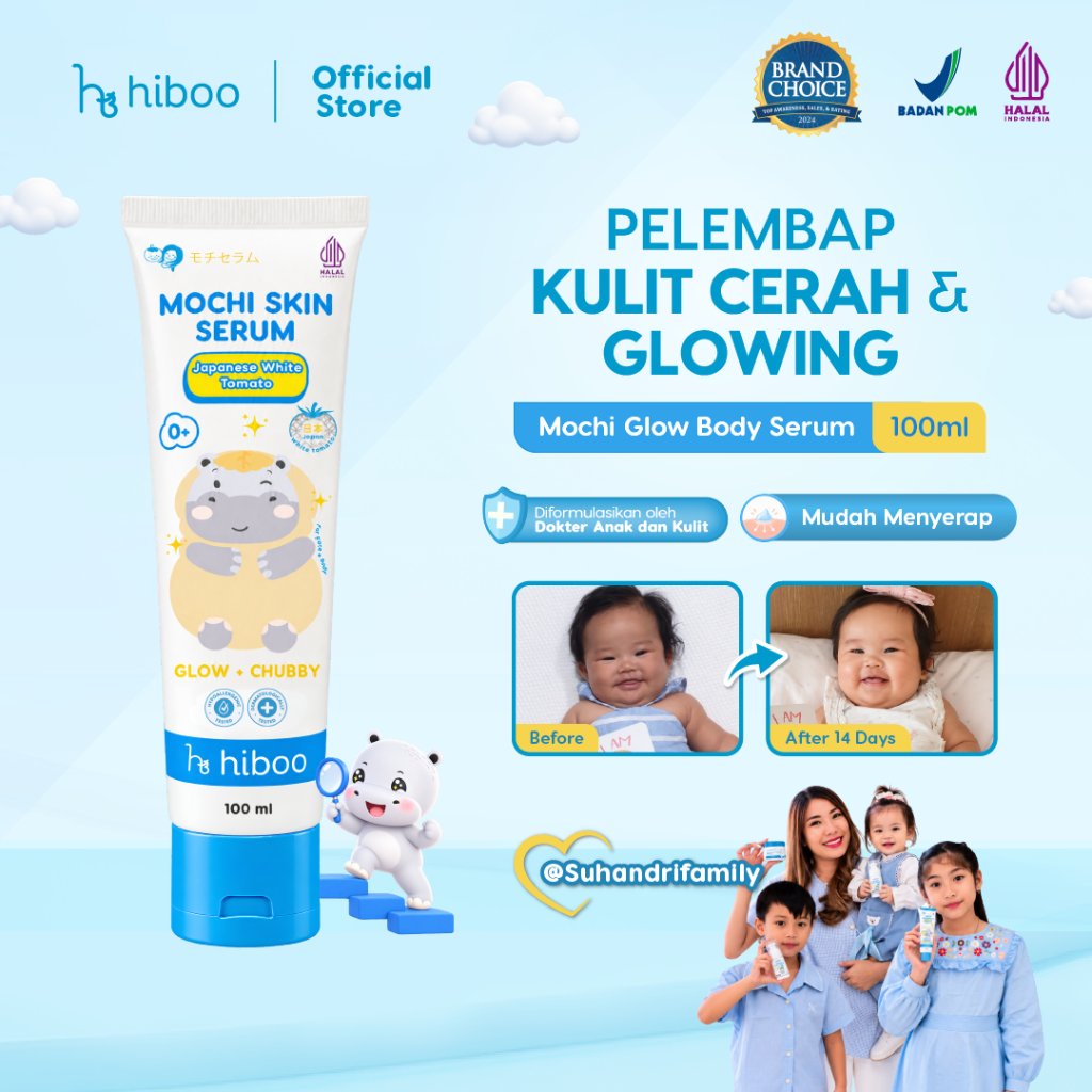 Hiboo Mochi Glow Body Serum with Japanese White Tomato 2 in 1 Face Cream Bayi & Body Lotion Bayi 100