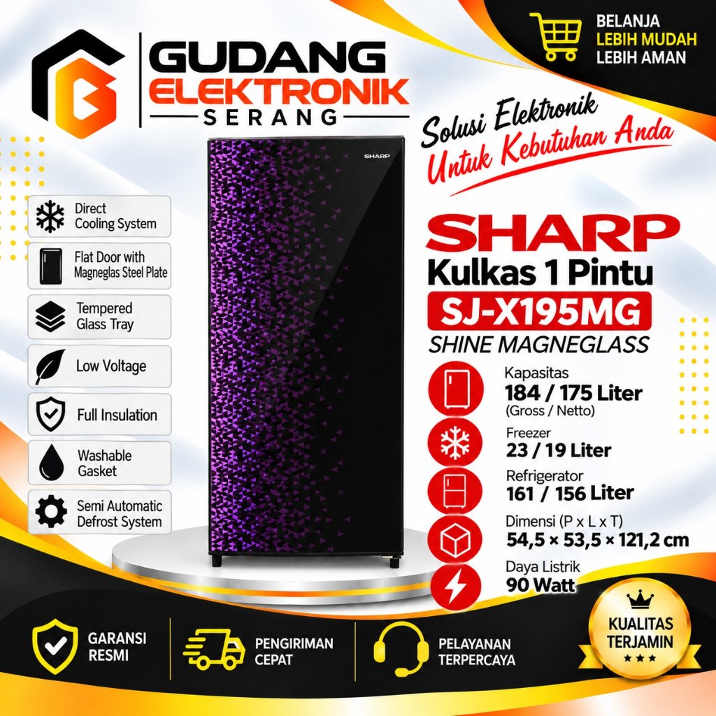 KULKAS SHARP 1 PINTU SJX195MG  | Kulkas 1 Pintu Sharp | Low Watt