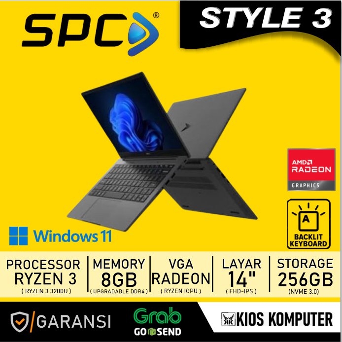 SPC STYLE 3 RYZEN 3 3200U 8GB 256GB 14INCH FHD IPS BACKLIT