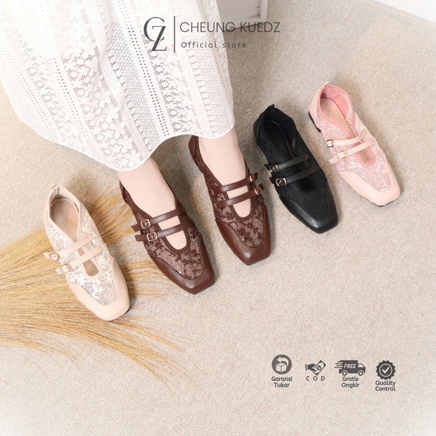 CZ - Cheung Kuedz Meysa Flat Shoes Balerina Brukat Belt
