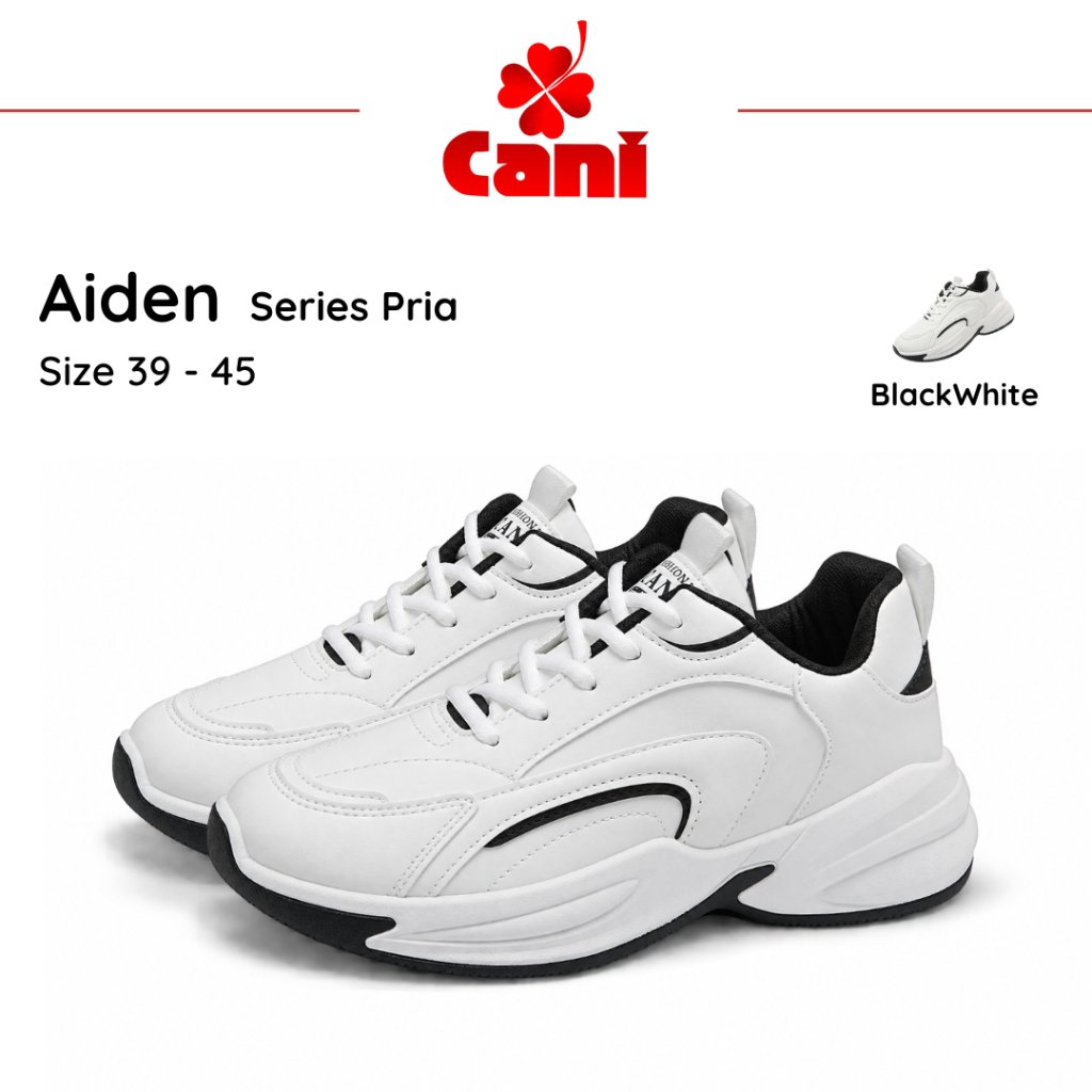 (GAJIAN SALE) Cani Aiden Sepatu Sneakers Putih Pria Kasual Fashion Shoes Sol Karet Nyaman Dipakai 81