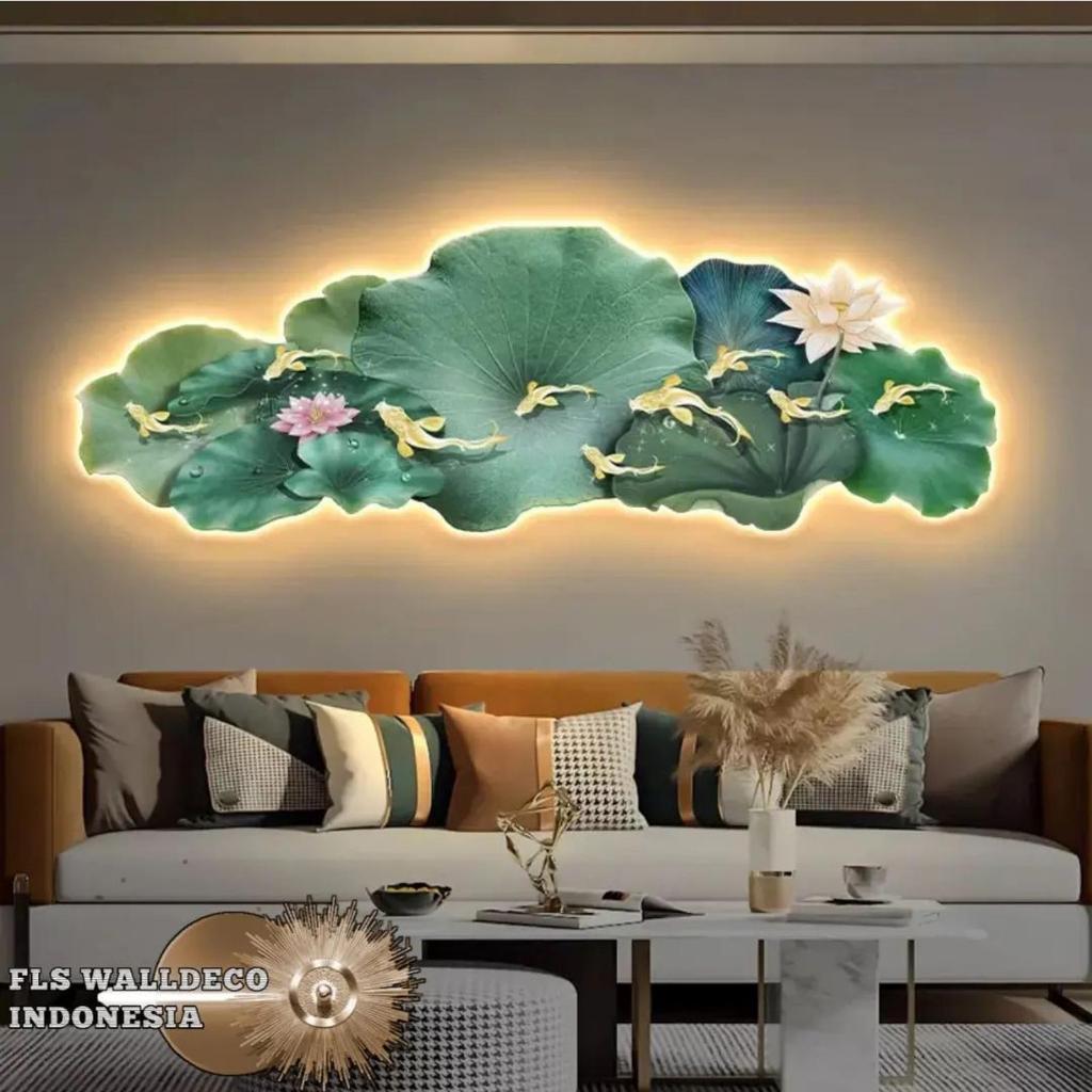 Wall Deco _ 9 Golden Koi Lotus LED