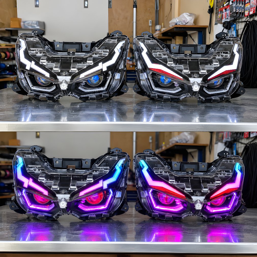 Paket Proji Biled Yamaha Aerox Alpha Custom Lazy + Slim Frame | Headlamp Projector LED | Standar • C