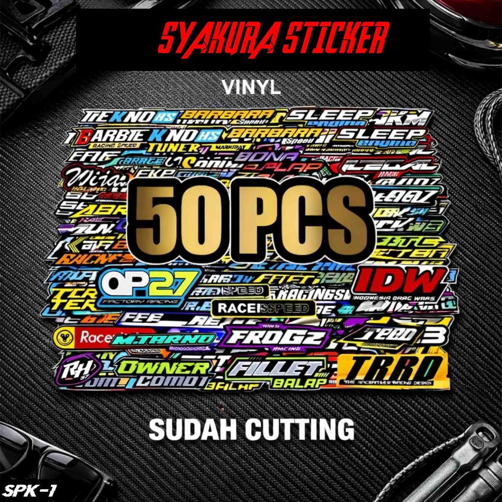 Isi 50 Lembar Sticker Racing Hologram Sticker Pack Stiker Sponsor Racing Stiker Motor Stiker Kecil2 