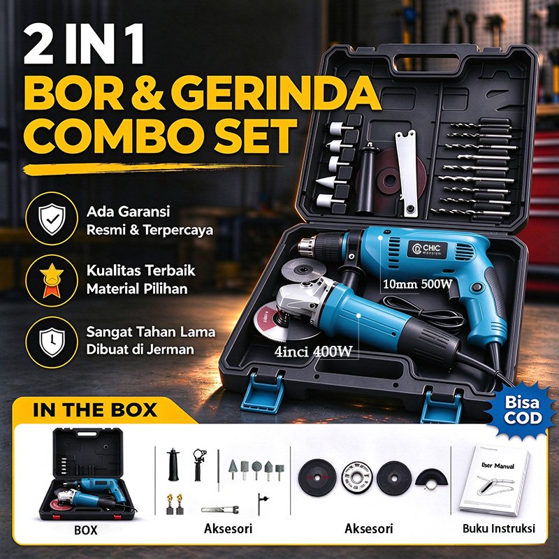 2IN1 bor dan gerinda mesin bor listrik Gerinda dan bor dapat box paket lengkap gerinda Listrik Mesin