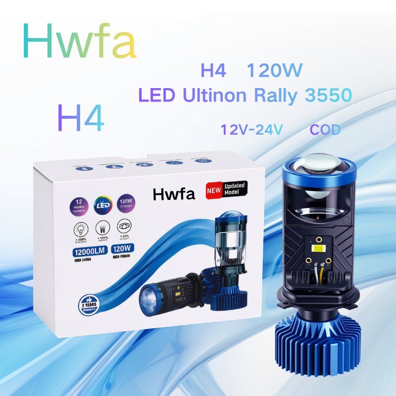 Bohlam LED HWFA H4 120W | Lampu Depan Mobil | Bohlam LED Mobil H4
