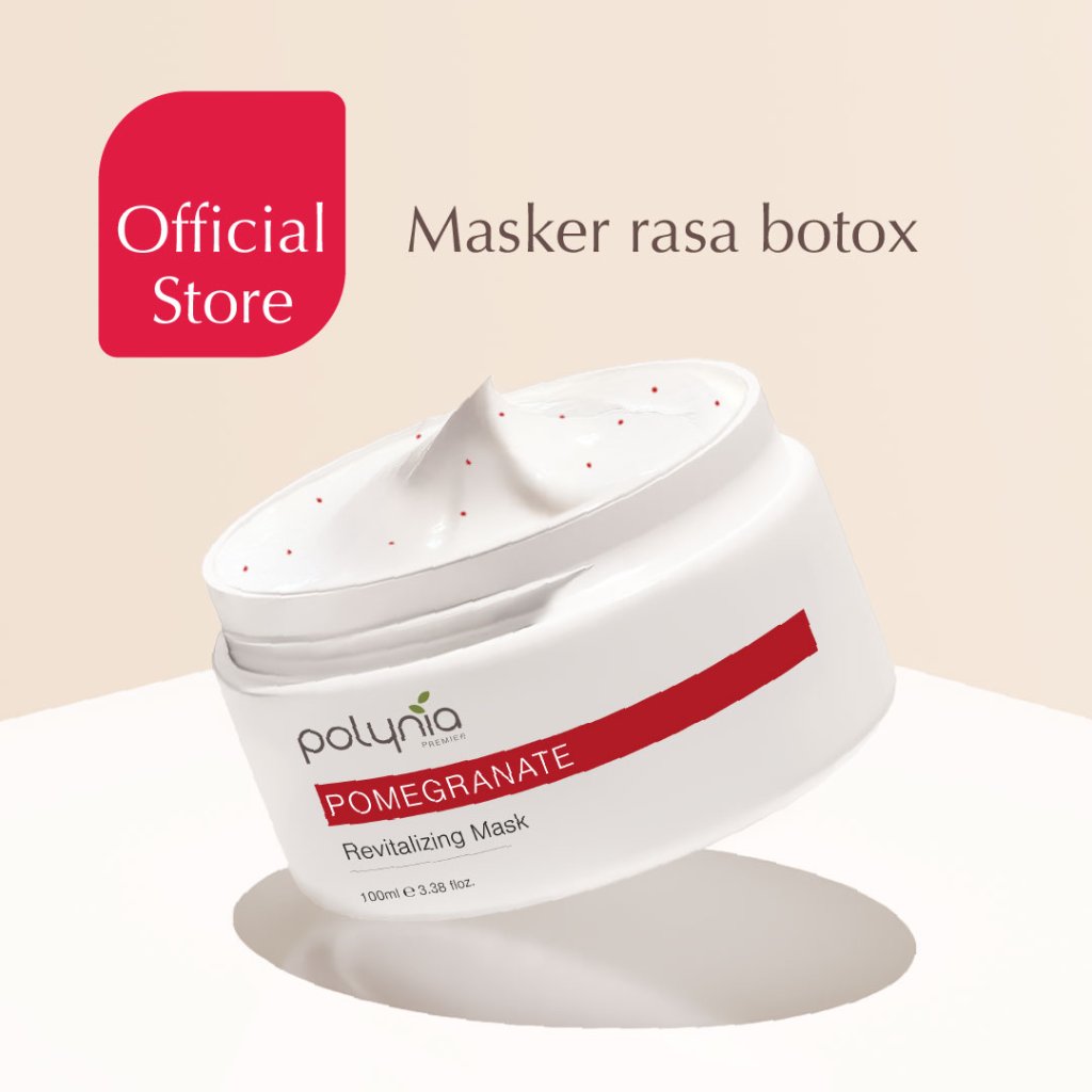 POLYNIA | Pomegranate Revitalizing Face Mask | Masker Anti Aging | Pudarkan Kerutan & Garis Halus | 