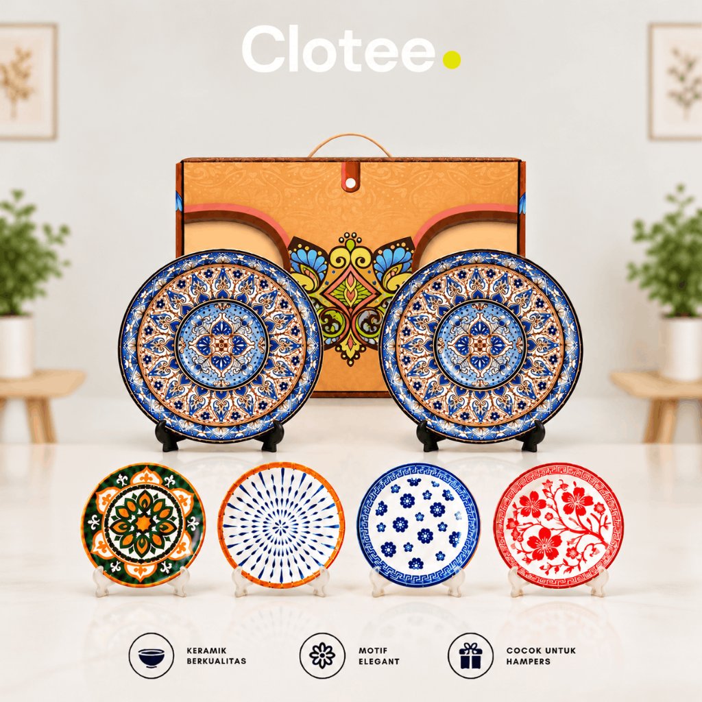 Clotee Piring Keramik Vintage Souvenir Piring Plate Peralatan Makan Modern / Piring Keramik Bunga Pi