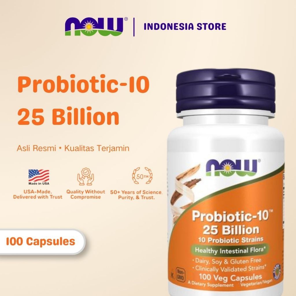 Now Foods NowFoods Probiotic-10 Probiotic 10 25 Billion 100 Veg Vitamin Probiotik Made In USA