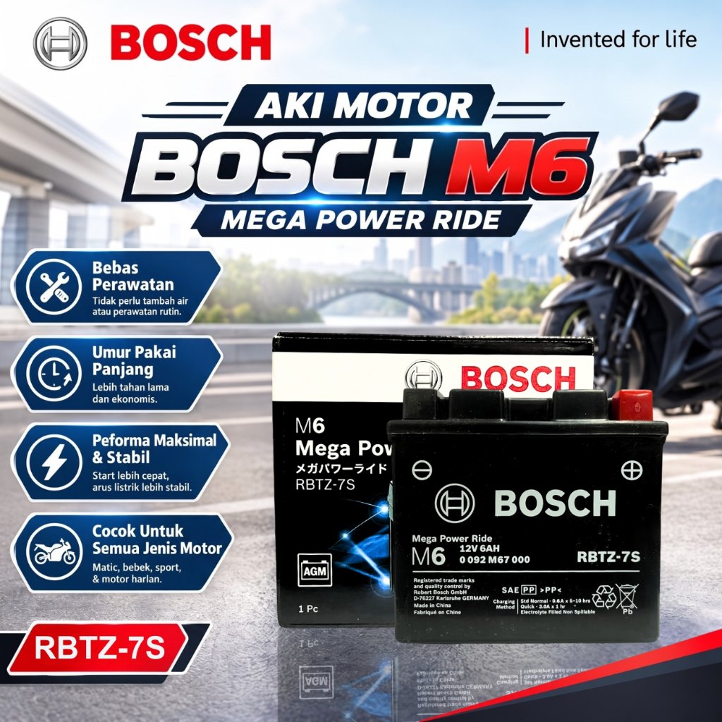 Bosch Aki Motor GTZ7S / RBTZ-7S / YTZ6V 6Ah Aki Kering