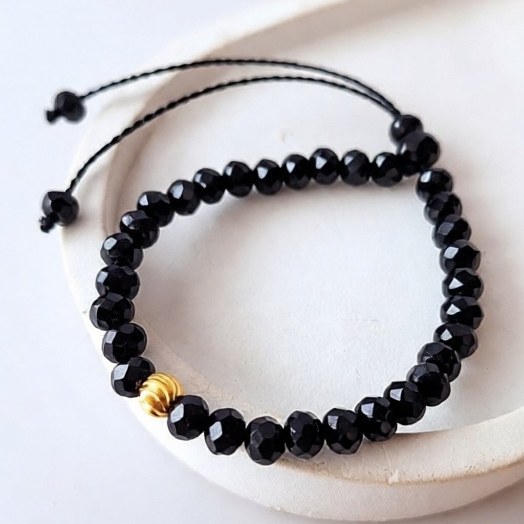 Gelang Kristal Hitam Simple Minimalis – Gelang Manik Kristal Unisex