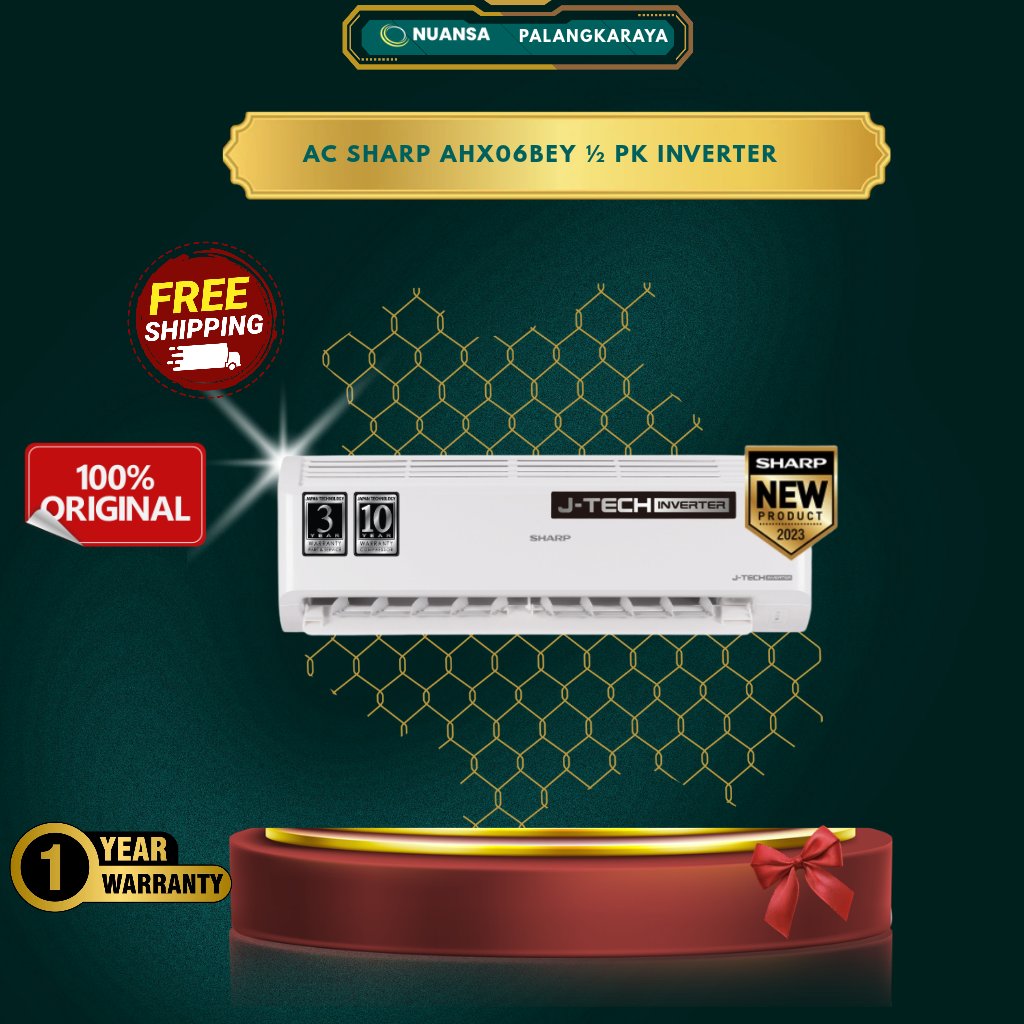 SHARP AC Inverter AH-X6BEY 0.5PK R32 Eco Mode Jet Two-Way Auto Swing Putih