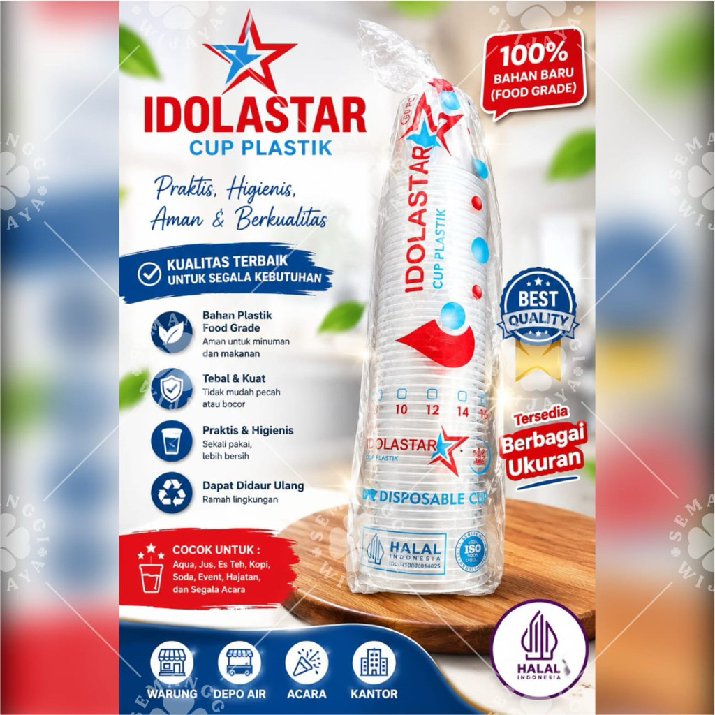 IDOLASTAR CUP 14 & 16 isi 50pcs Per Pack