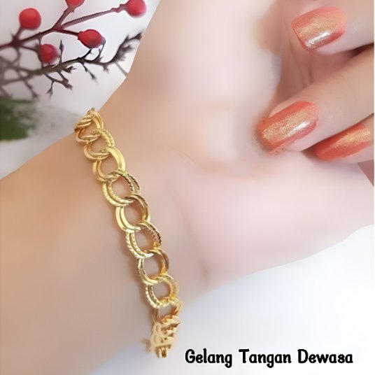 PERHIASAN AKSESORIS Gelang Tangan Rantai Titanium Gelang Wanita Dewasa Gelang Emas Imitasi Anti Lunt