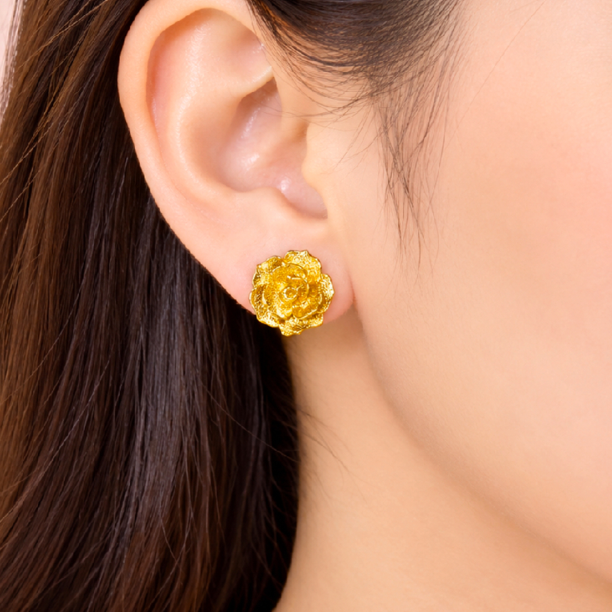 Anting titanium wanita bunga motif bunga mawar