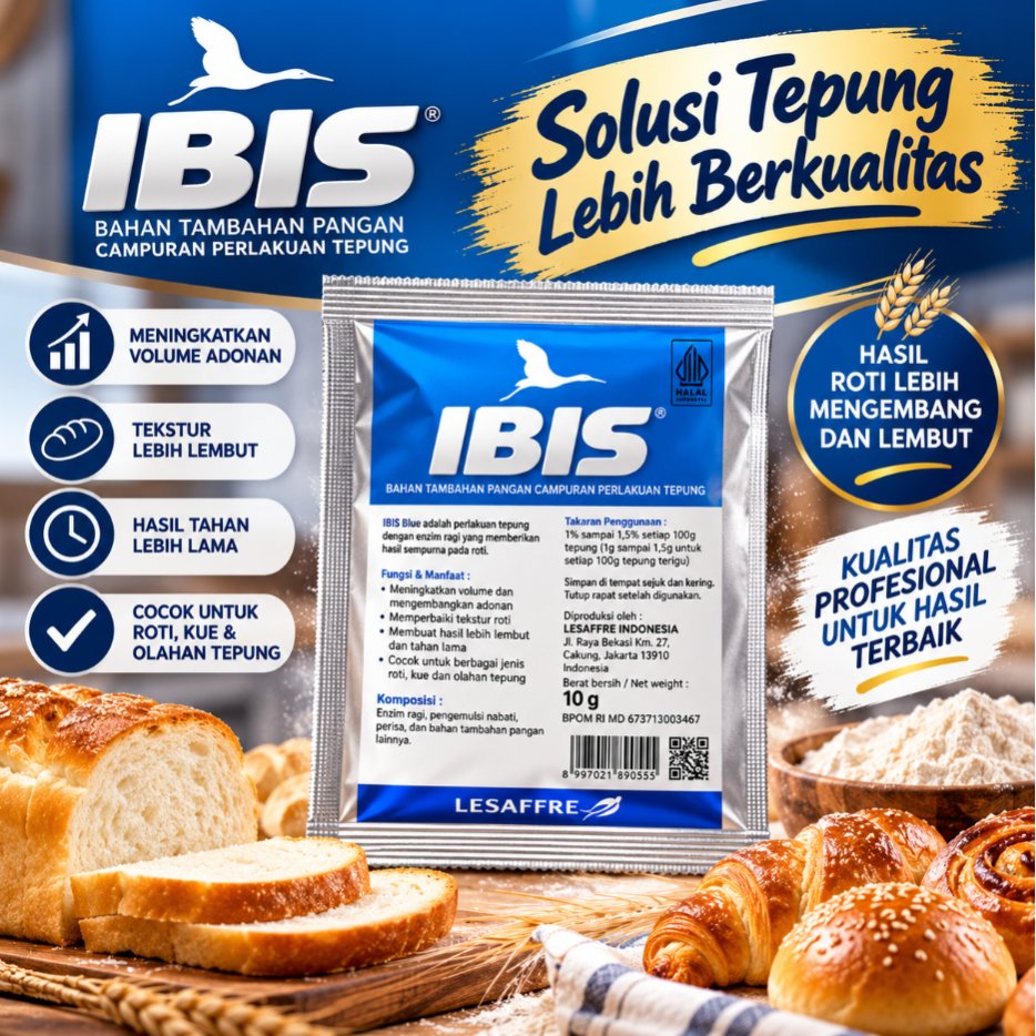 Ibis Blue / Bread Improver Ibis Blue / Pengempuk Roti Ibis Blue / Bread Imrover - 4 x 10 Gram