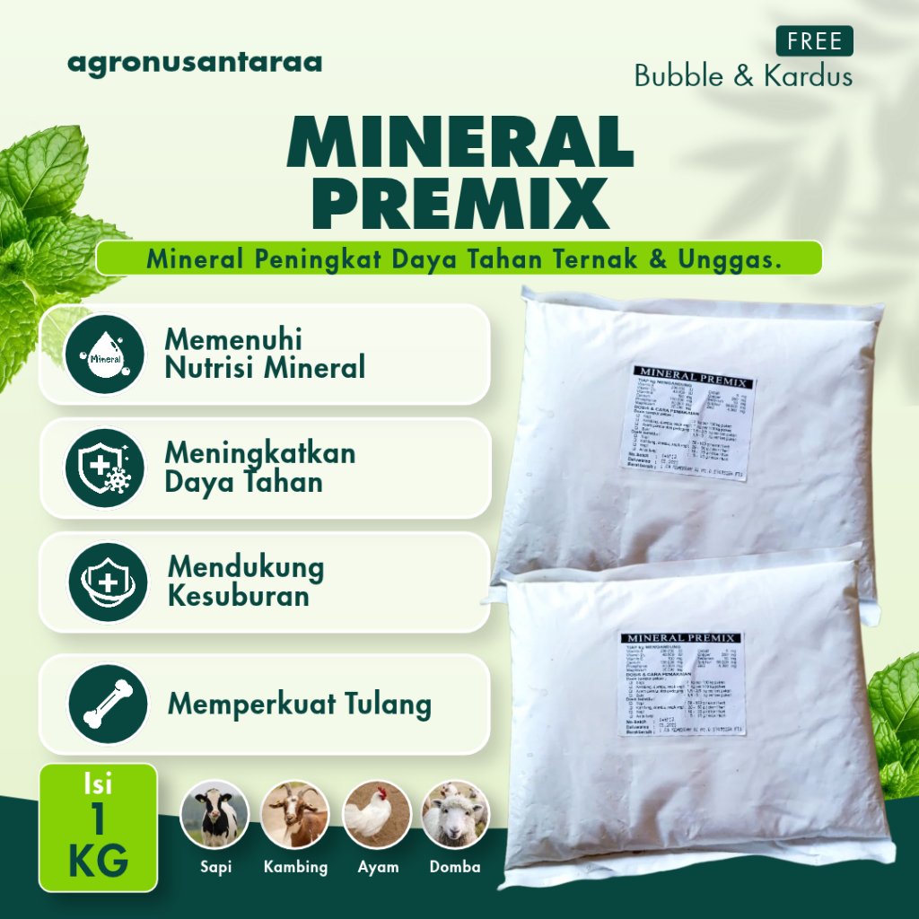 MINERAL PREMIX 1 KG TMC - Vitamin Mineral Untuk Meningkatkan Daya Tahan Pada Ternak & Unggas
