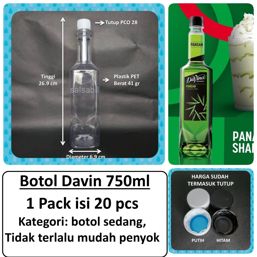 Botol Davin 750ml / botol plastik 750ml / botol unik ( ISI 20 PCS )
