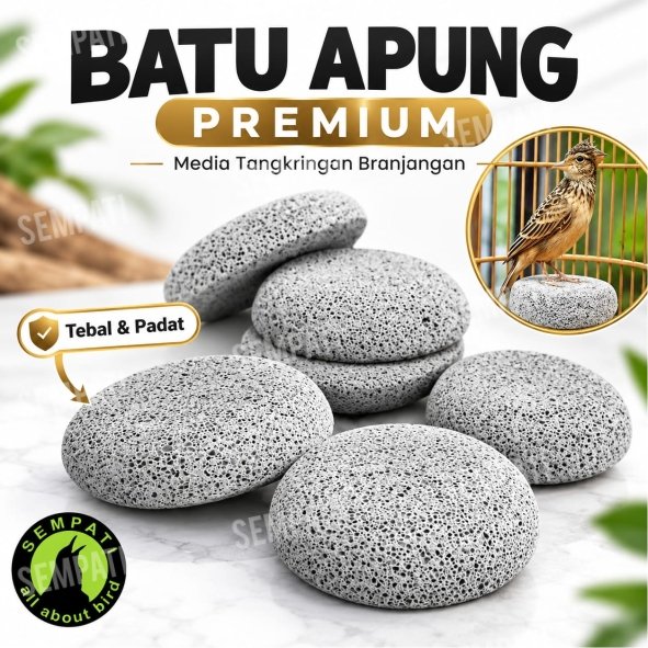 SEMPATI Batu Apung Tangkringan Branjangan Premium Tebal Pijakan Kaki Burung Mainan Sangkar Kandang B