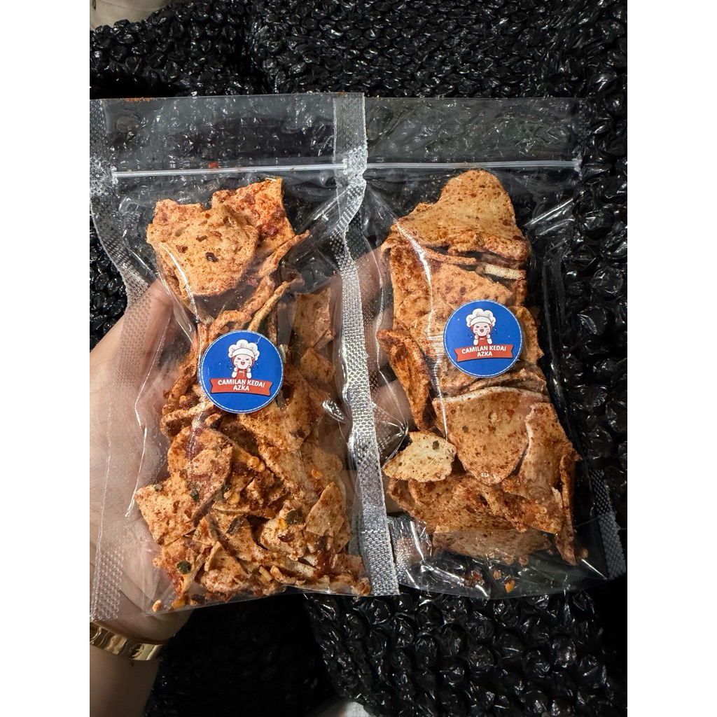 Camilan Kedai Azka Keripik basreng Pedas Camilan Kering Paket