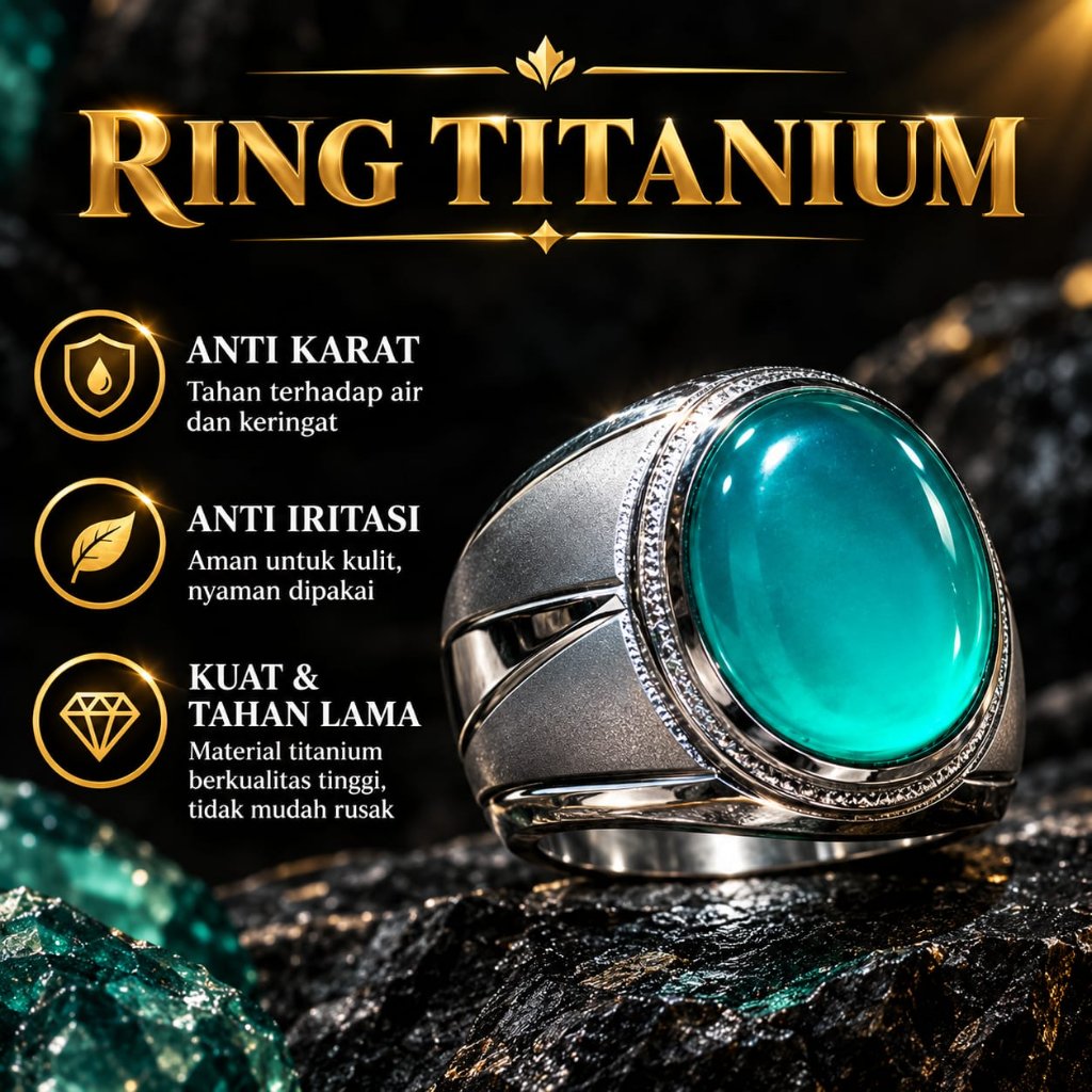 cincin batu akik bacan doko palamea ijo tosca chabocon kristal set ring titanium asli chroom doff me