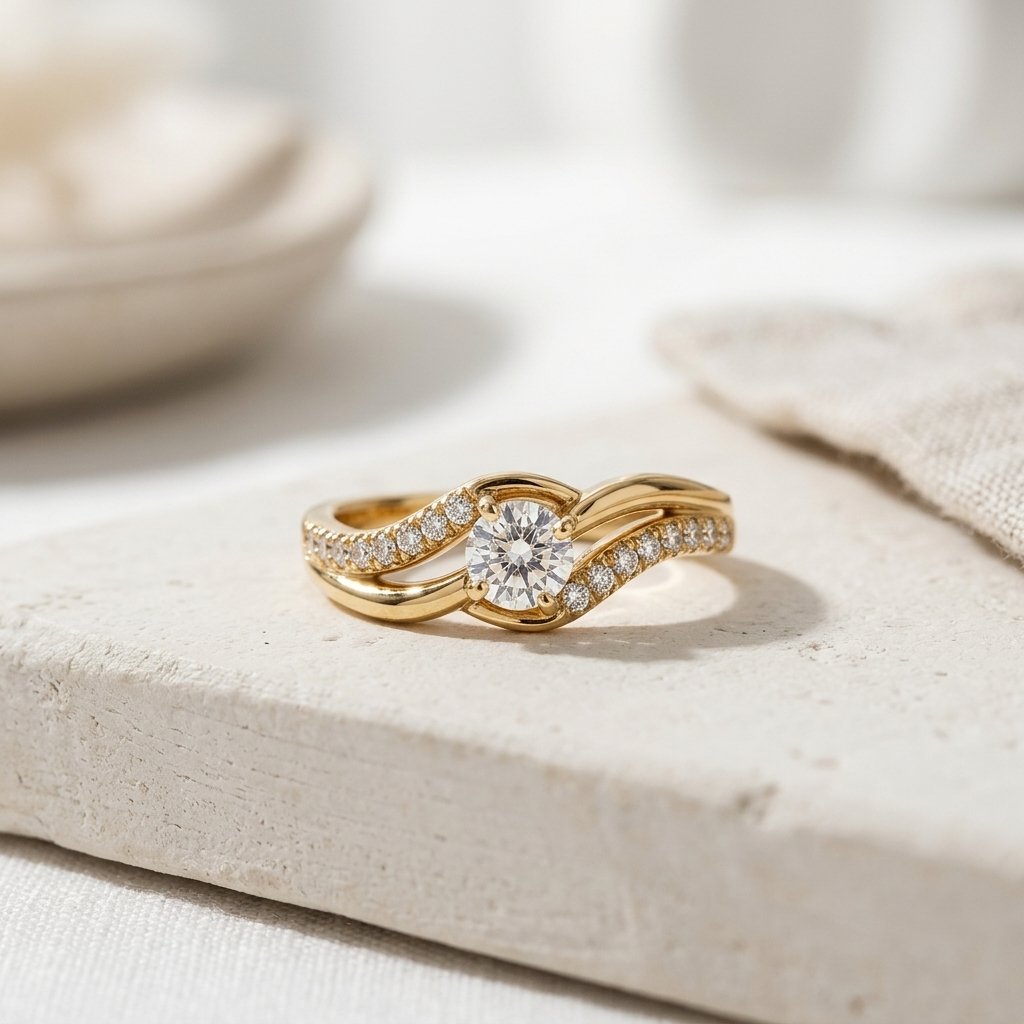 Cincin Wanita Berlian Model Gelombang V Gold Rosegold Silver Suasa Kuningan Lapis Emas - JND Jewelle