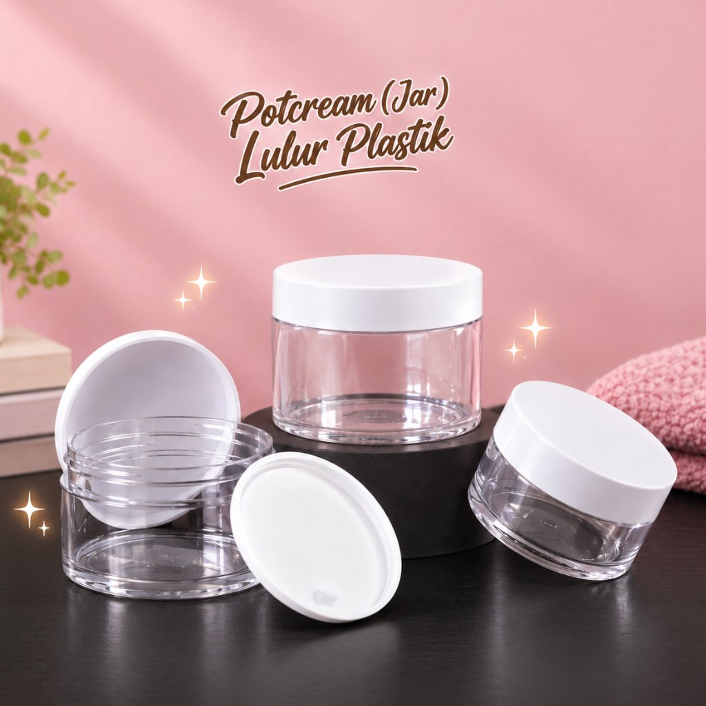 Potcream (Jar) Plastik PET Akrilik 30ml 50ml 80ml 100ml 120ml 150ml 200ml 250ml Jar Kosong Botol Kri