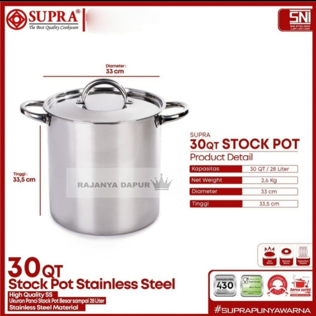 Panci stockpot supra stainless steel 30qt - panci stockpot supra stainless steel 30qt steamer - panc