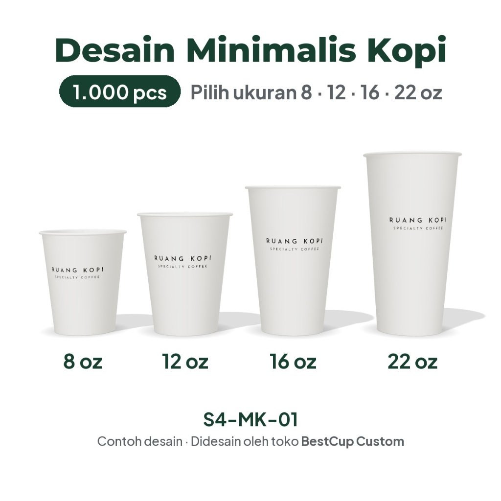 S4-MK-01 BestCup Custom Gelas Kertas Minimalis Kopi