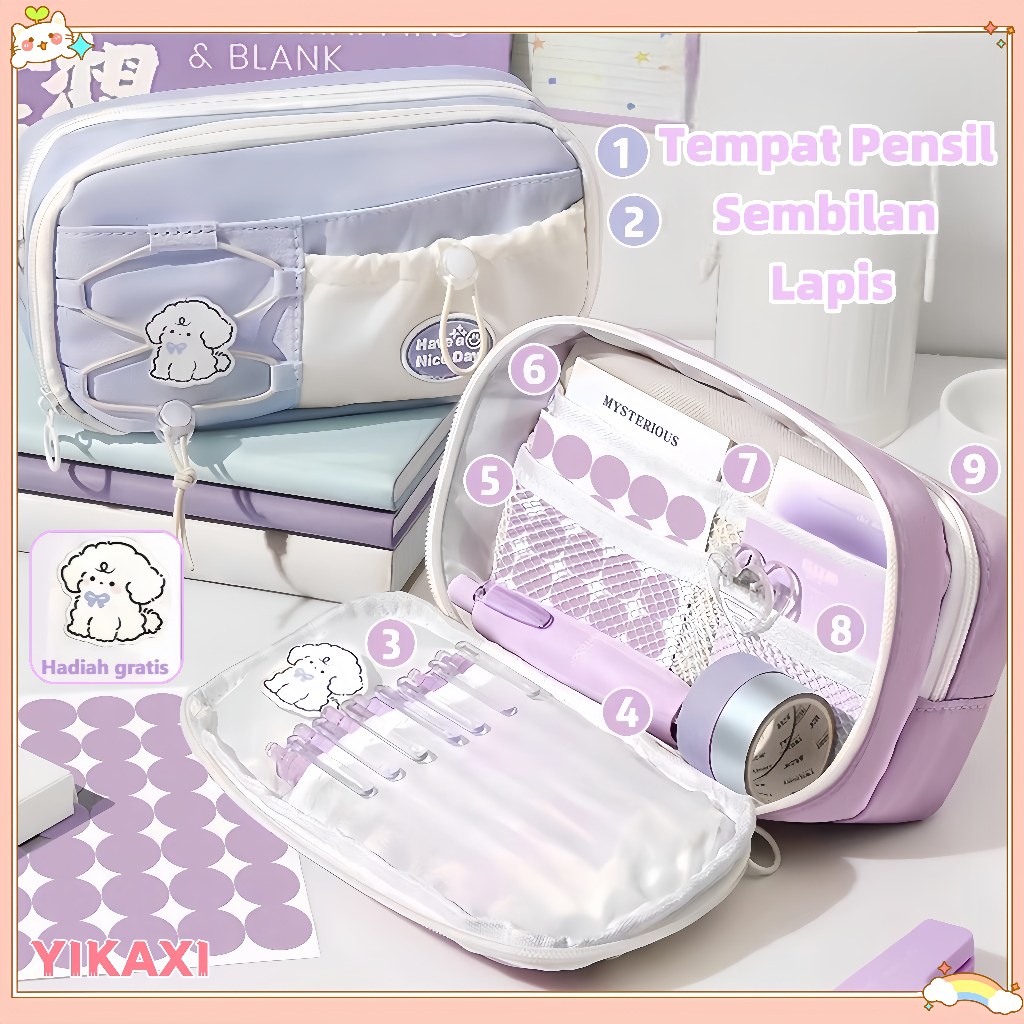 

【COD】 Kotak Pensil Lucu Tali Dutum Ganda Lucu/Kotak Pensil Berlapis-Lapis Dengan Tampilan Tinggi/Kotak Pensil Biru Susu Garam Laut/Tempat Pensil Dengan Kapasitas Besar