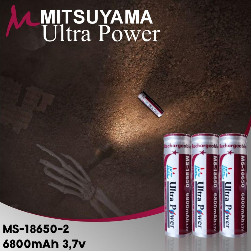 Baterai Charge Isi Ulang 18650 Merek Mitsuyama Ultra Power 6800mAh / Gold 9600 mAh