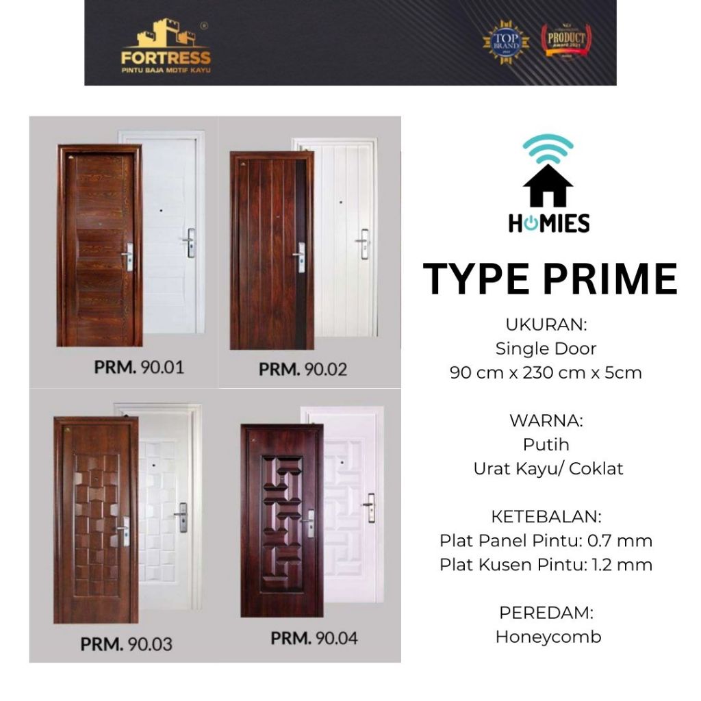 Pintu Kamar/Pintu Rumah/ Pintu Baja Fortress 90x230 Prime Series