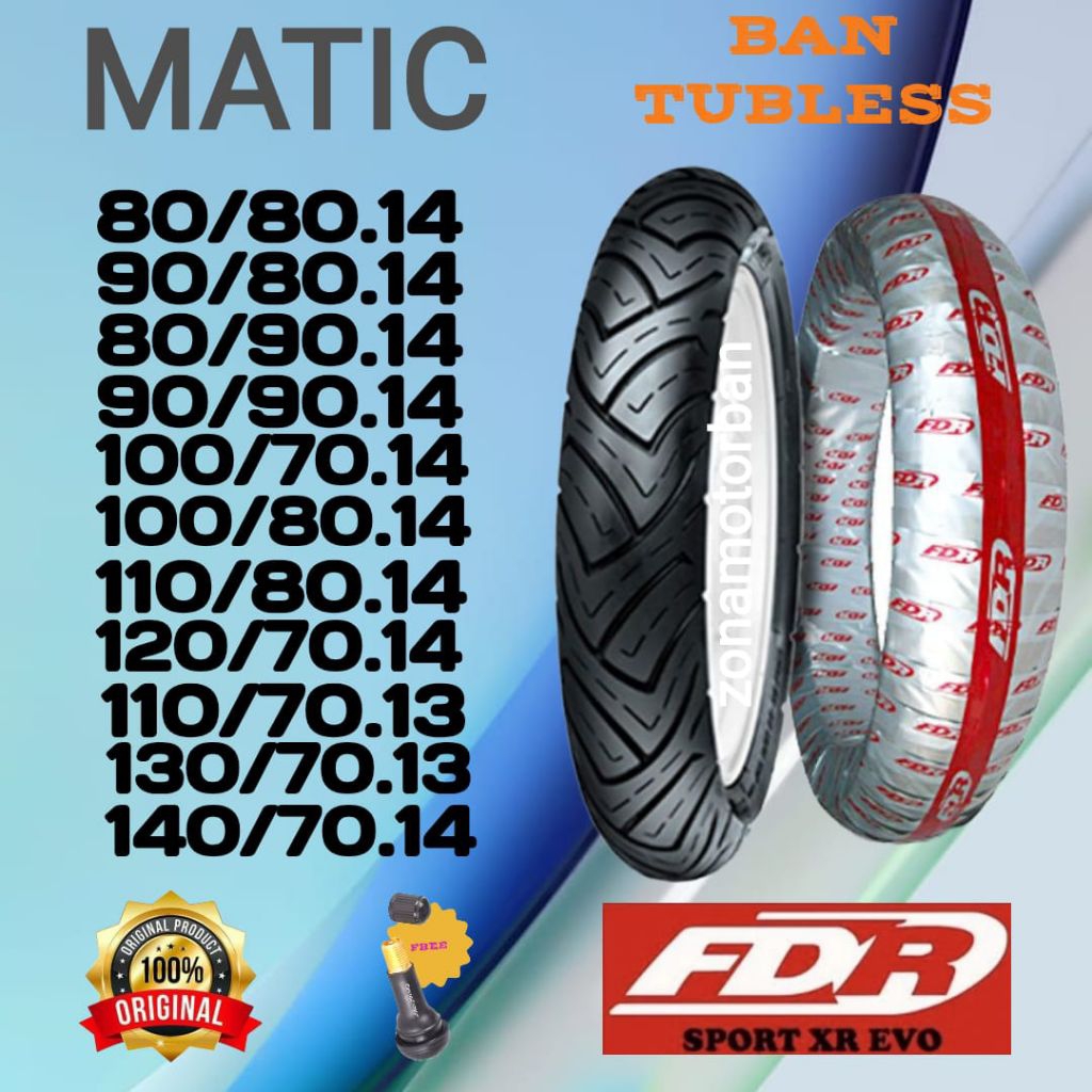 BAN TUBELES FDR XR EVO RING 13, 14 ( 110/70.13, 130/70.13, 80/90.14, 90/90.14, 80/80.14, 90/80.14, 1