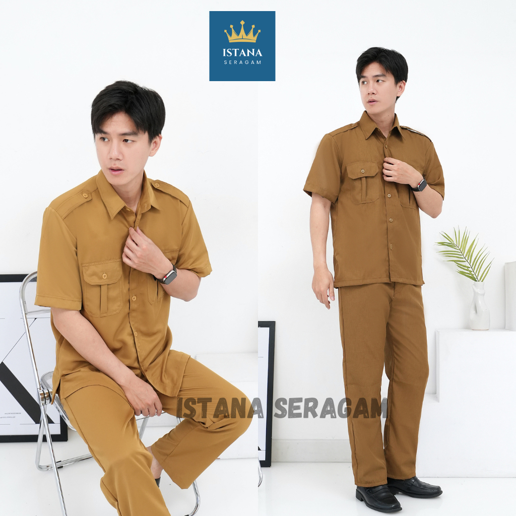 Seragam PNS ASN Pemda Khaki Tua Khaki Muda Pria Baju Pdh Pegawai Negeri Sragam Setelan Asn Baju Guru