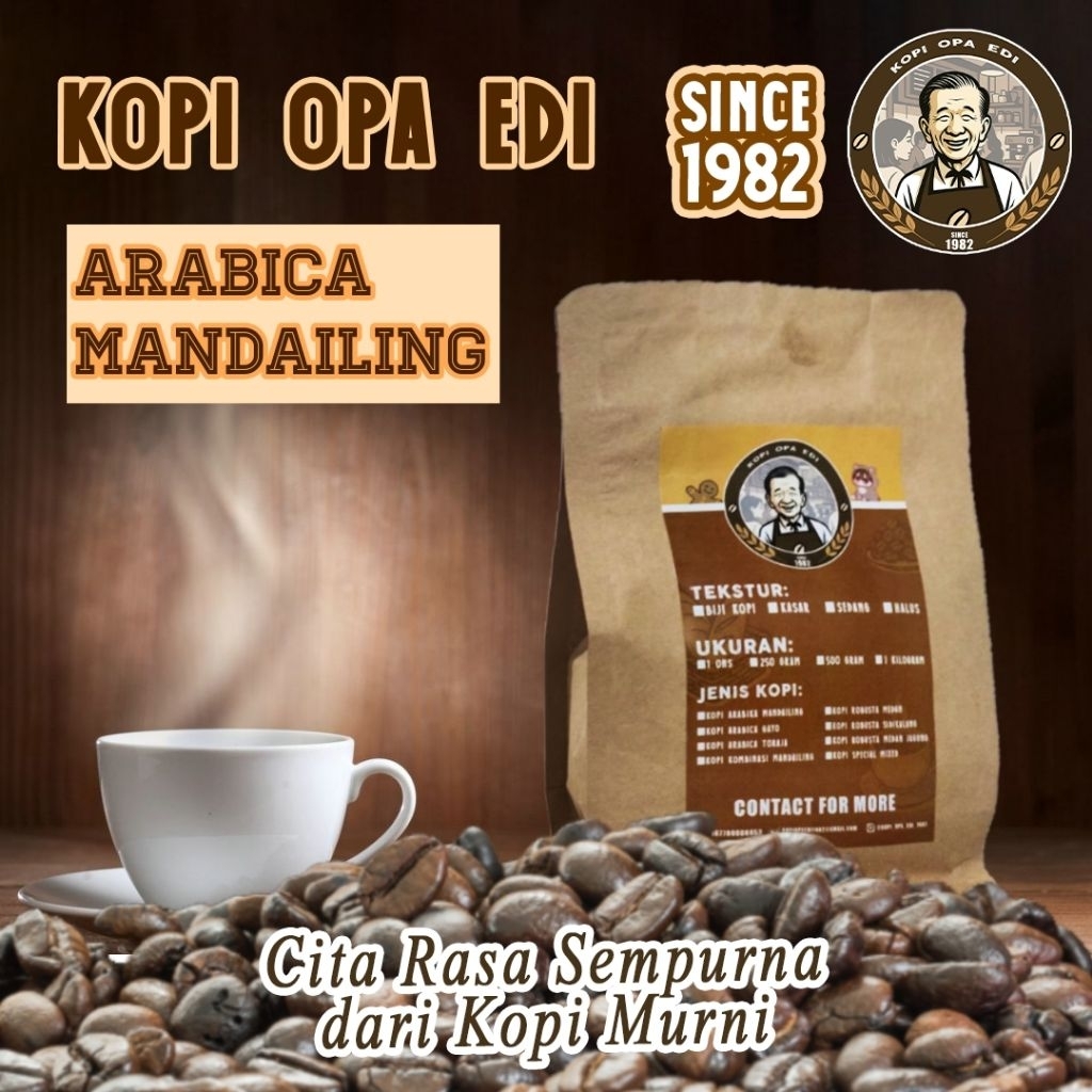 

Kopi Arabica Mandailing 100% murni tanpa campuran Kopi Opa Edi