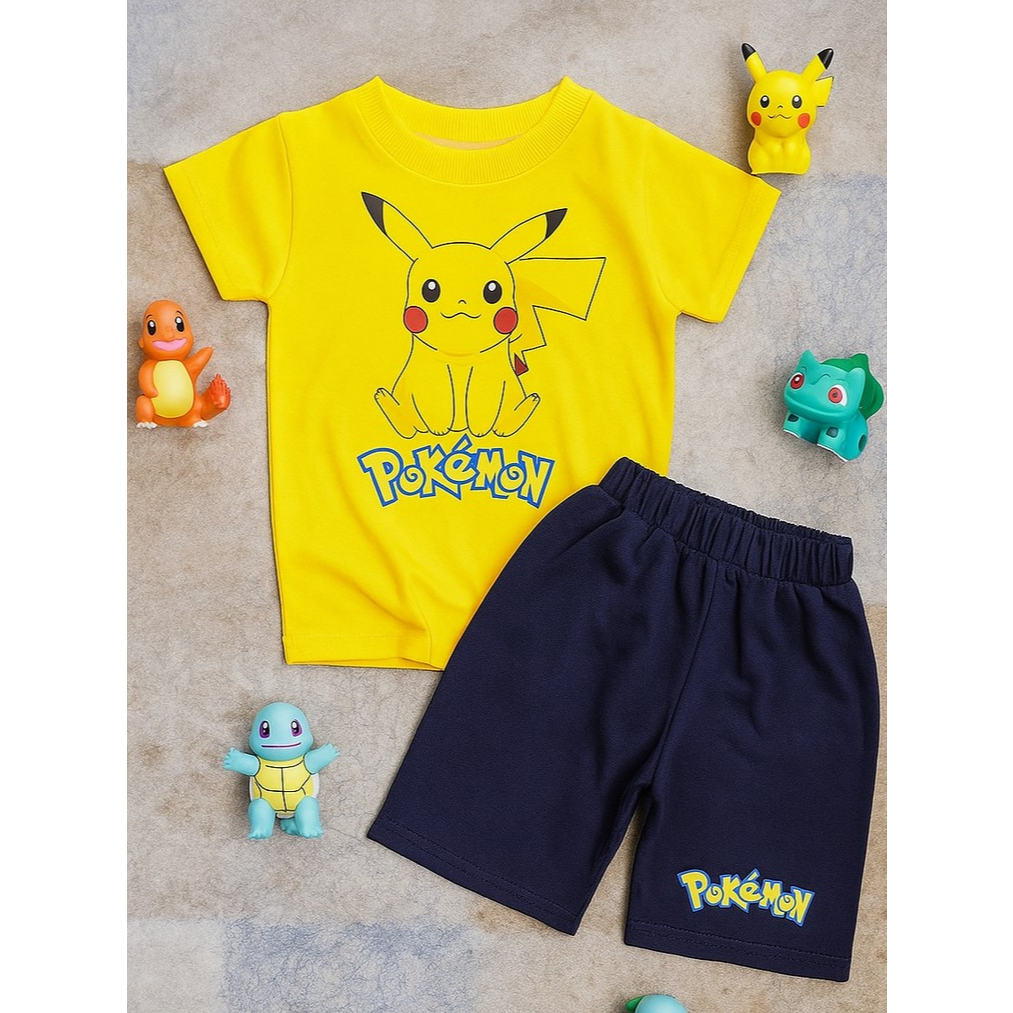 SETELAN / SET BAJU ANAK LAKI-LAKI UMUR 2-3 TAHUN POKEMON