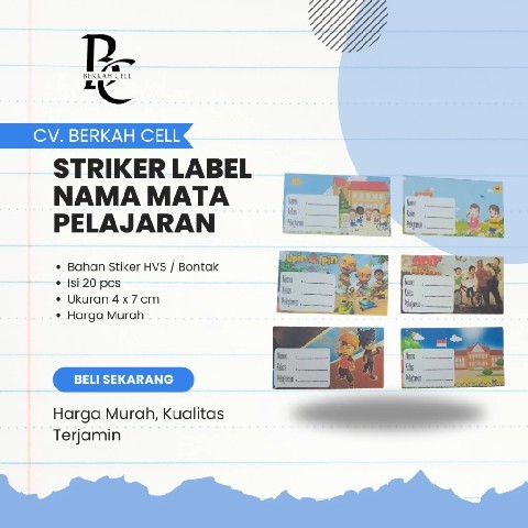

20 pcs STIKER LABEL NAMA DAN MATA PELAJARAN SEKOLAH