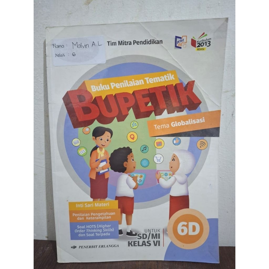 Buku Bekas Buku Penilaian Tematik Erlangga Bupetik SD 6D
