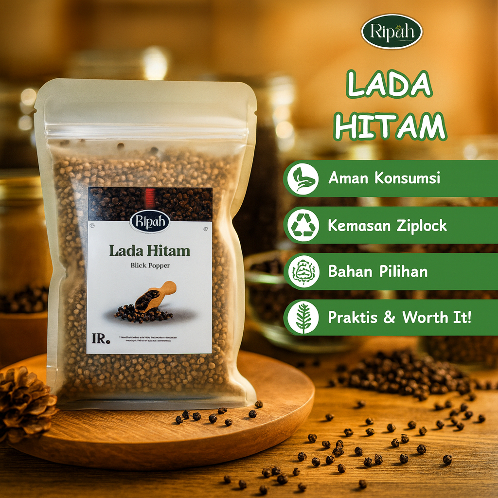 

20gr Biji Lada Hitam Utuh Whole Black Pepper 100% Ripah Rempah PREMIUM QUALITY