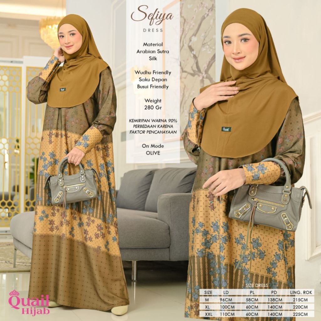 Dress Silk Sefiya ori Quail Hijab / Gamis Sutra