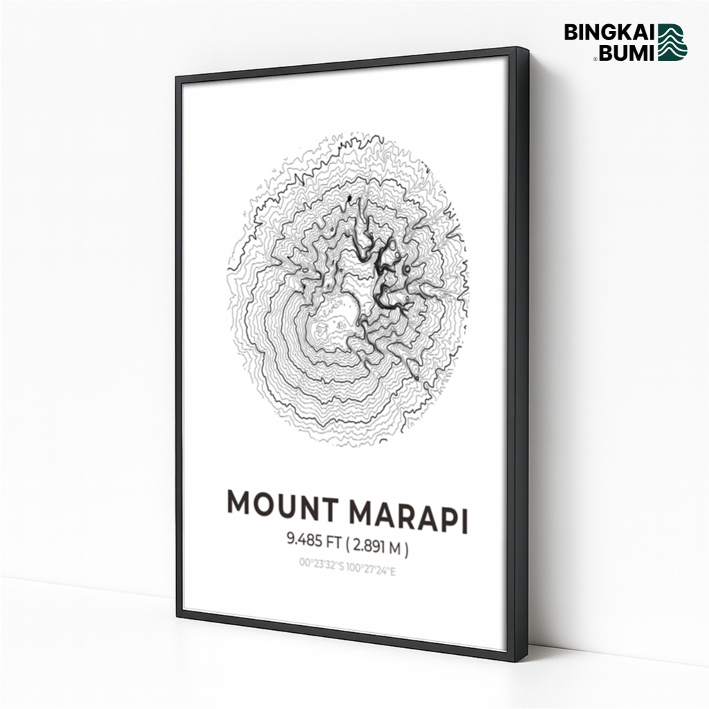 Gunung Marapi Bingkai Frame Dekorasi Dinding Kamar Pajangan Aesthetic Minimalis Walldecor Lukisan Po