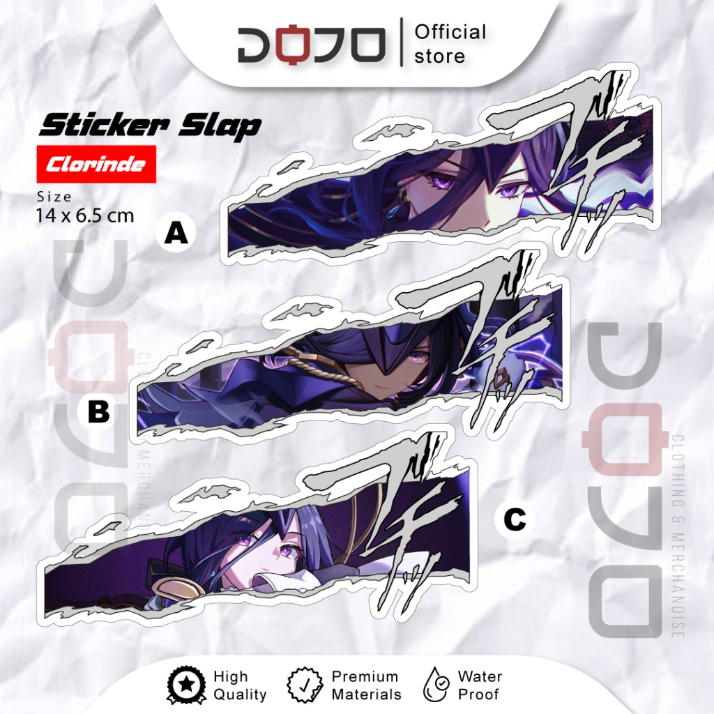 

Sticker VINYL anime Genshin Impact Clorinde Warningmotor mobil notebook binder laptop pc gaming JDM slap eyes murah bisa mirror semua karakter all character