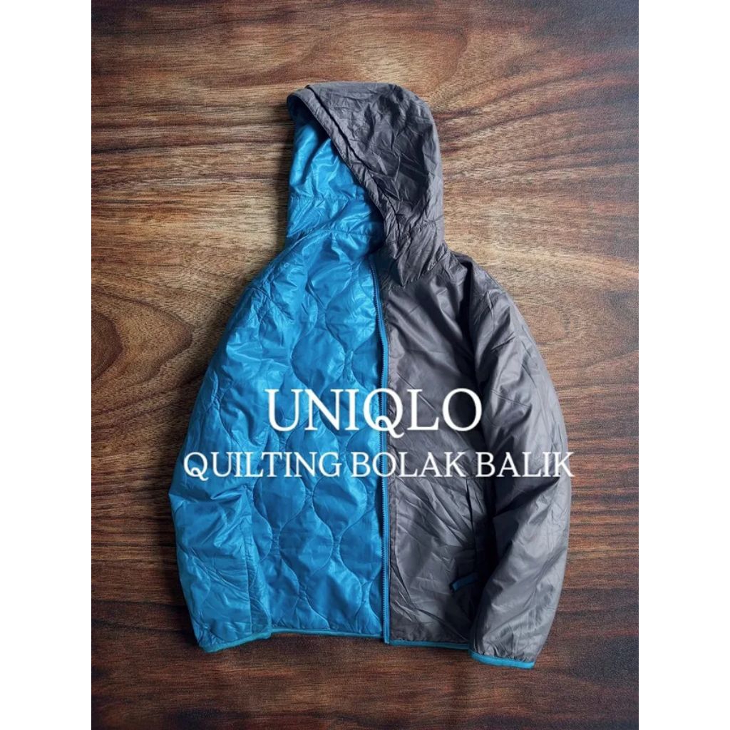 JAKET UNIQLO QUILTING CASUAL BOLAK BALIK PRIA/UNISEX SECOND PRELOVED