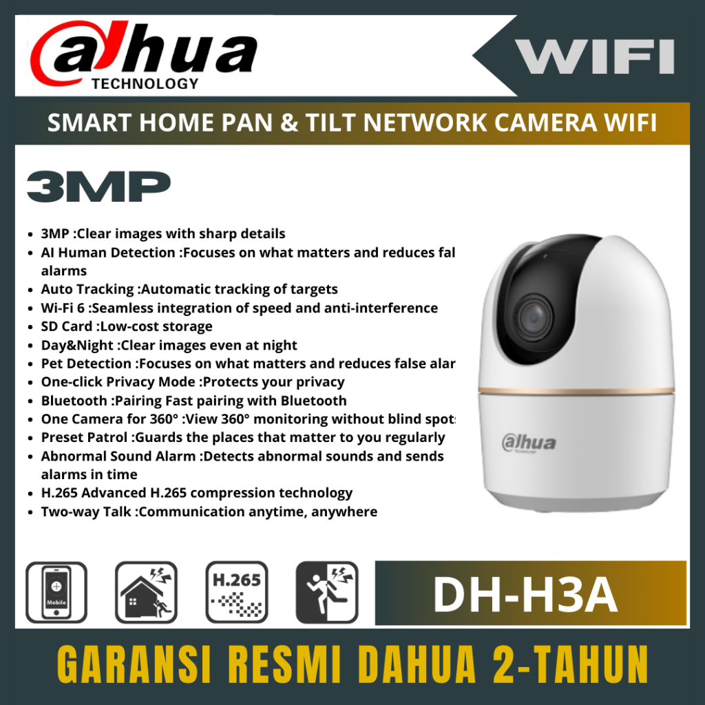 DAHUA DH-H3A 3MP WIFI CAMERA SMART HOME IP CAMERA CCTV