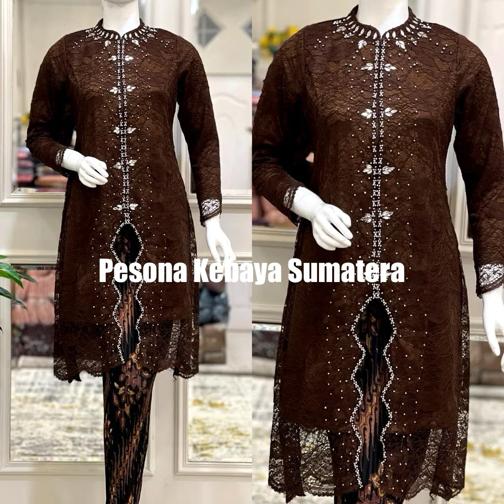 Terbaru Setelan Kebaya Brokat Payet Zik Zak//Kebaya Brokat Payet//Kebaya Tunik Payet//Bawahan Rok Pl