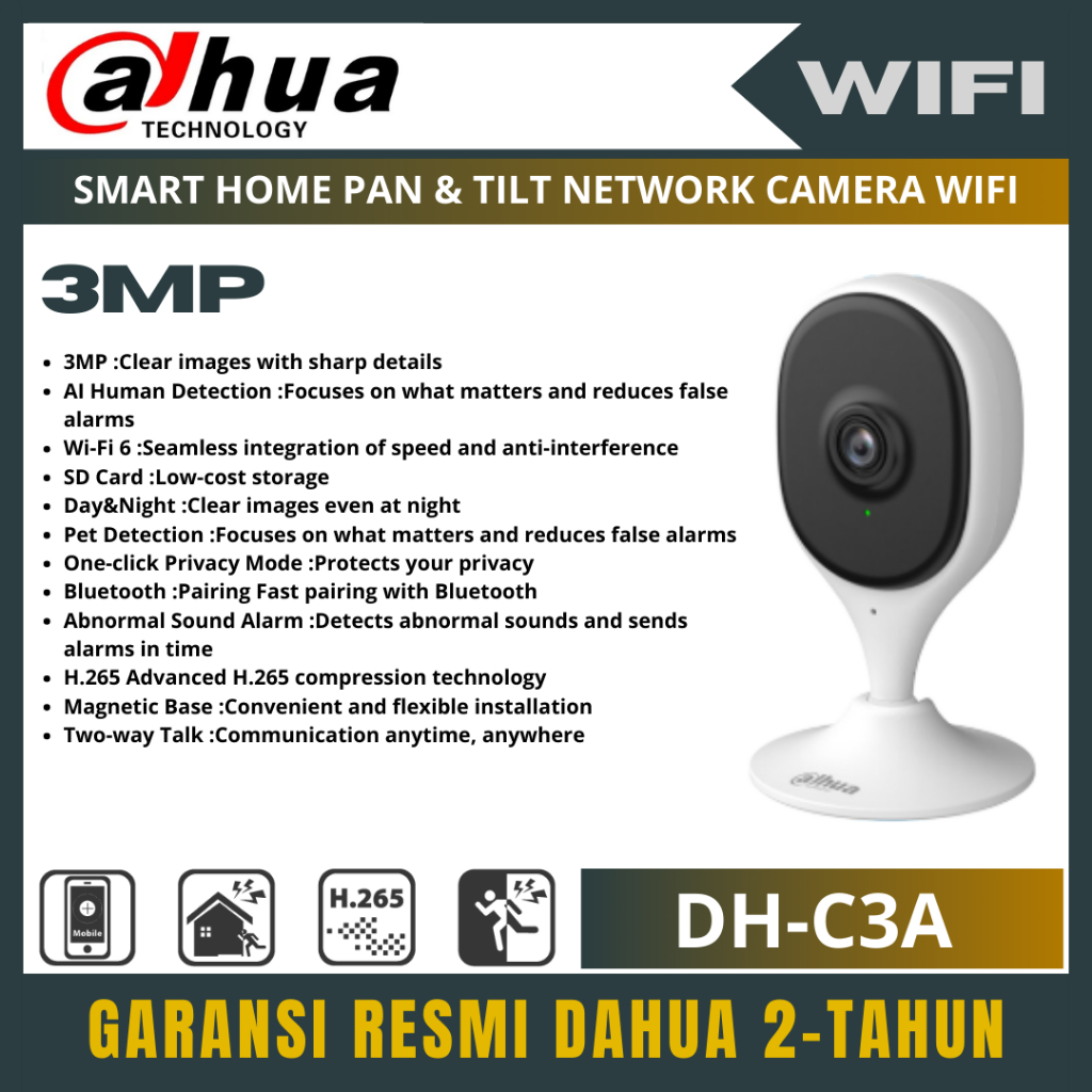 DAHUA DH-C3A 3MP WIFI CAMERA SMART HOME IP CAMERA CCTV