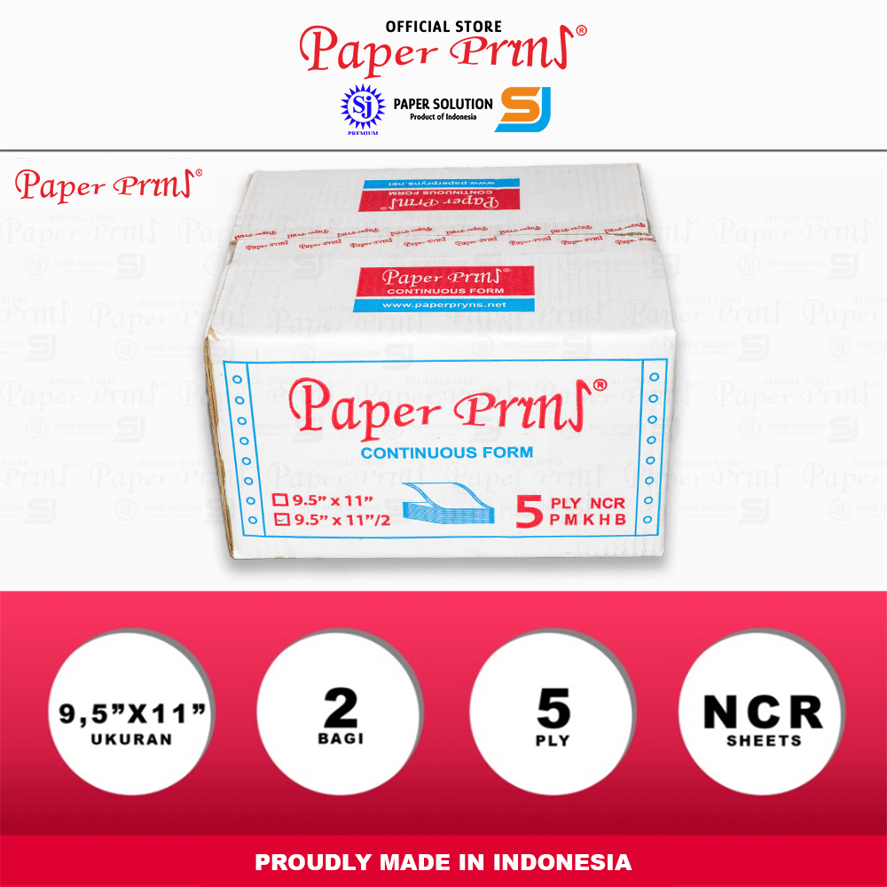 

Paperpryns Kertas Continuous Form 5PLY NCR PRS 9,5" x 11"/2 (Bagi 2)