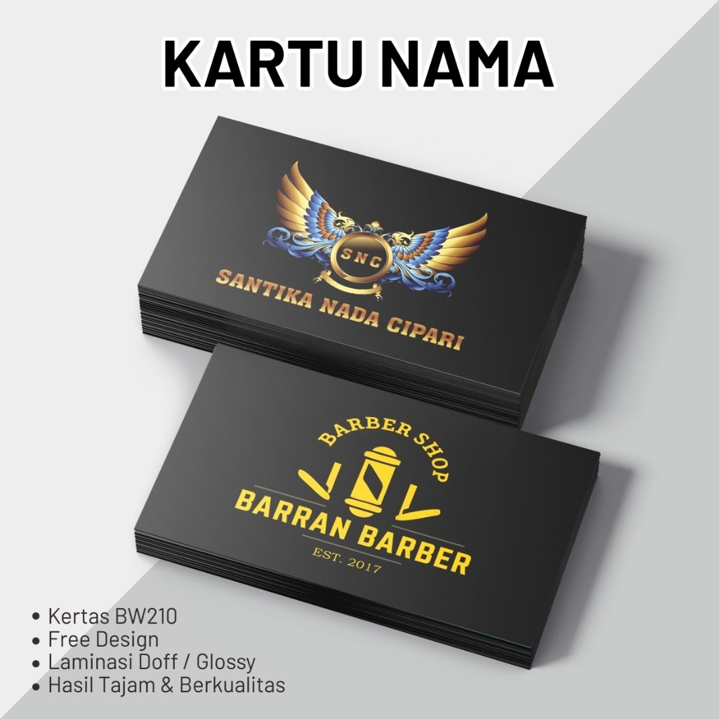 

Kartu Nama 1 Sisi / 2 Sisi | Desain Suka-Suka | Laminasi Doff & Glossy