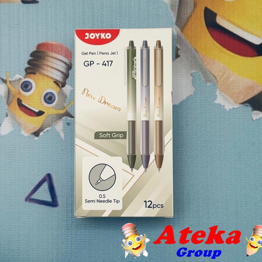 

[BOX /12PCS] JOYKO Gel Pen Pulpen Pena GP-417 New Dream Gel 0.5 mm