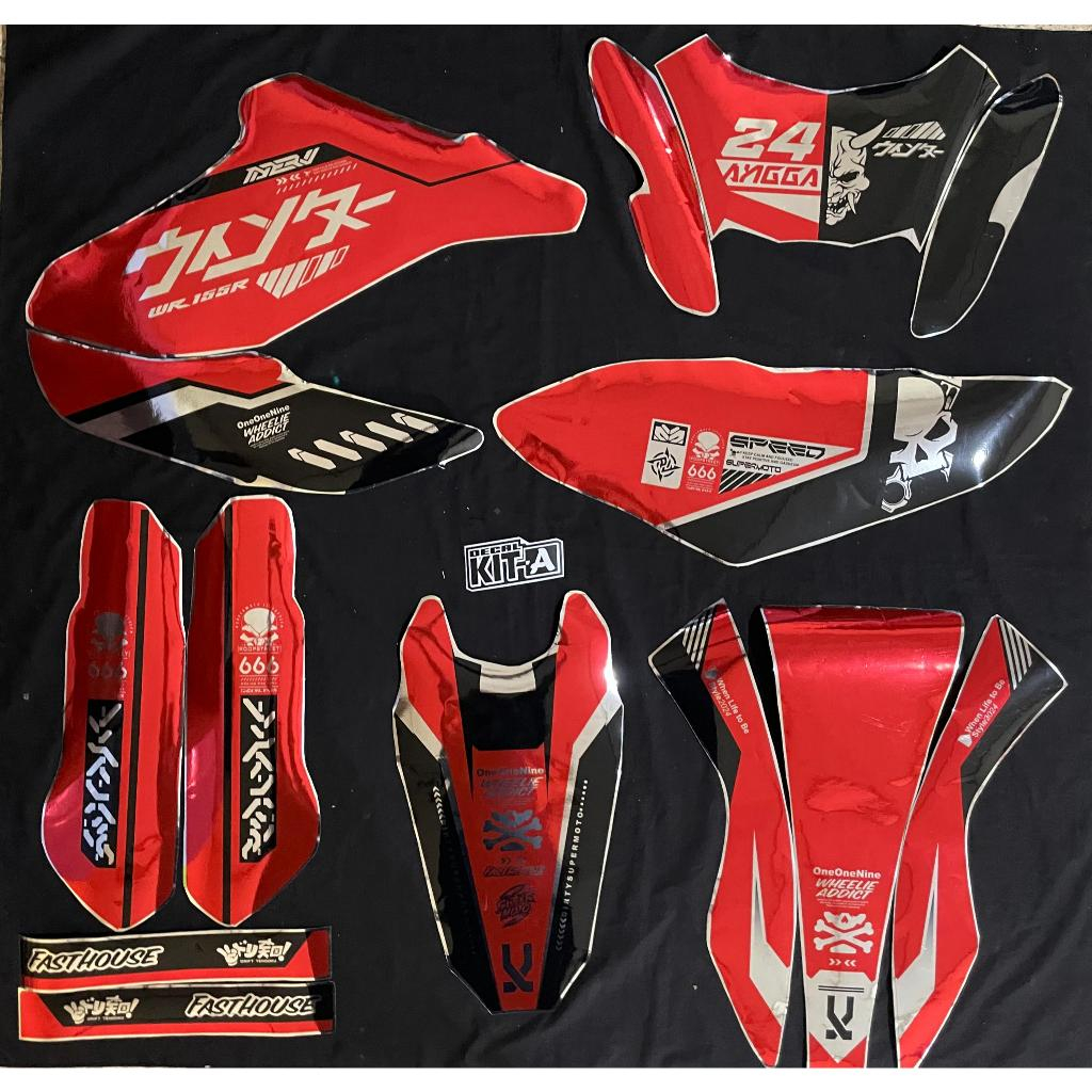 Decal stiker WR 155 Fullbody Terbaru Desain merah hitam chrome Stiker Decal WR155 D-C8-01